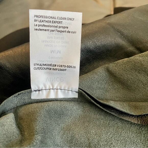 VINCE LEATHER CONTRAST BAND DRAWSTRING with Pockets WOMEN Black Dress Medium - Picture 13 of 13